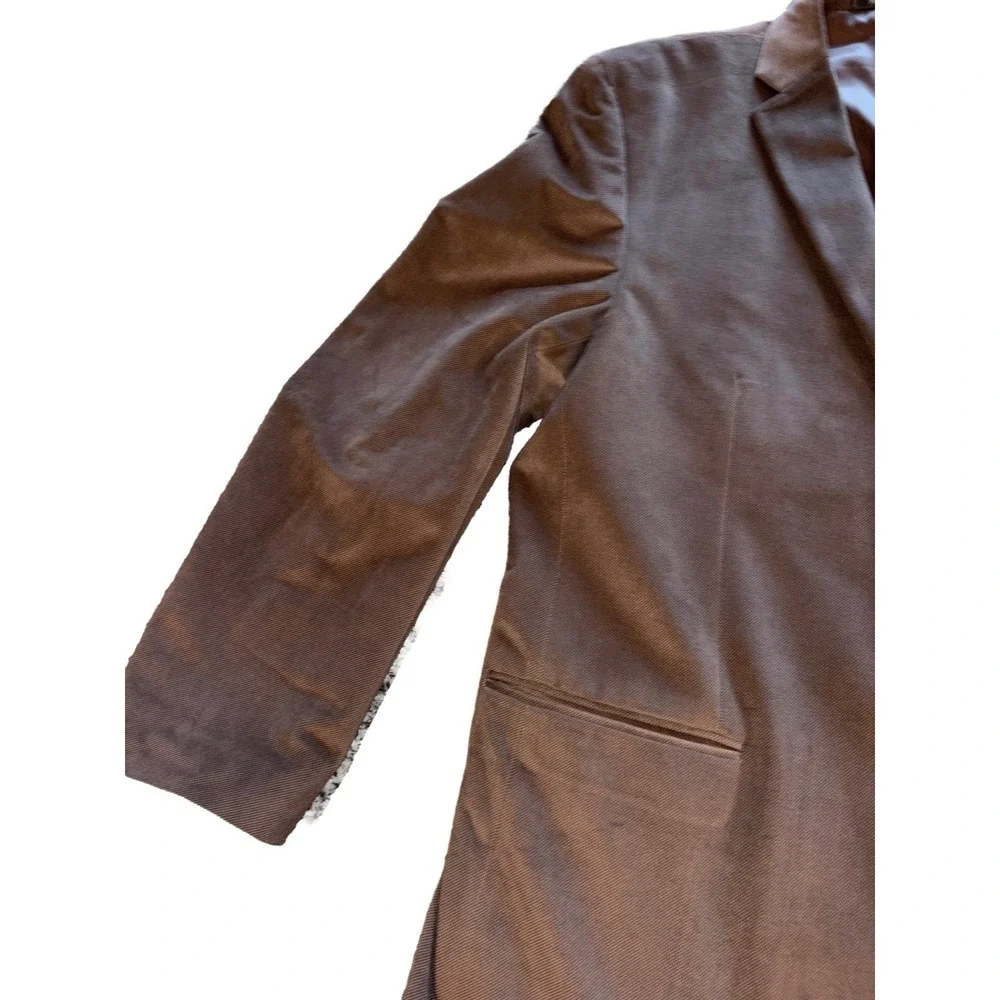 Vintage Calvin Klein Mens Brown Microfiber Soft Sport Coat Blazer Jacket 46L